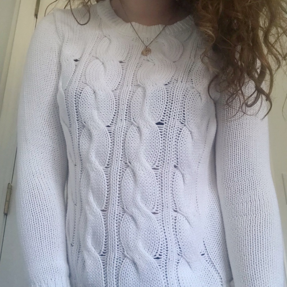 White Cable Knit J Crew Sweater